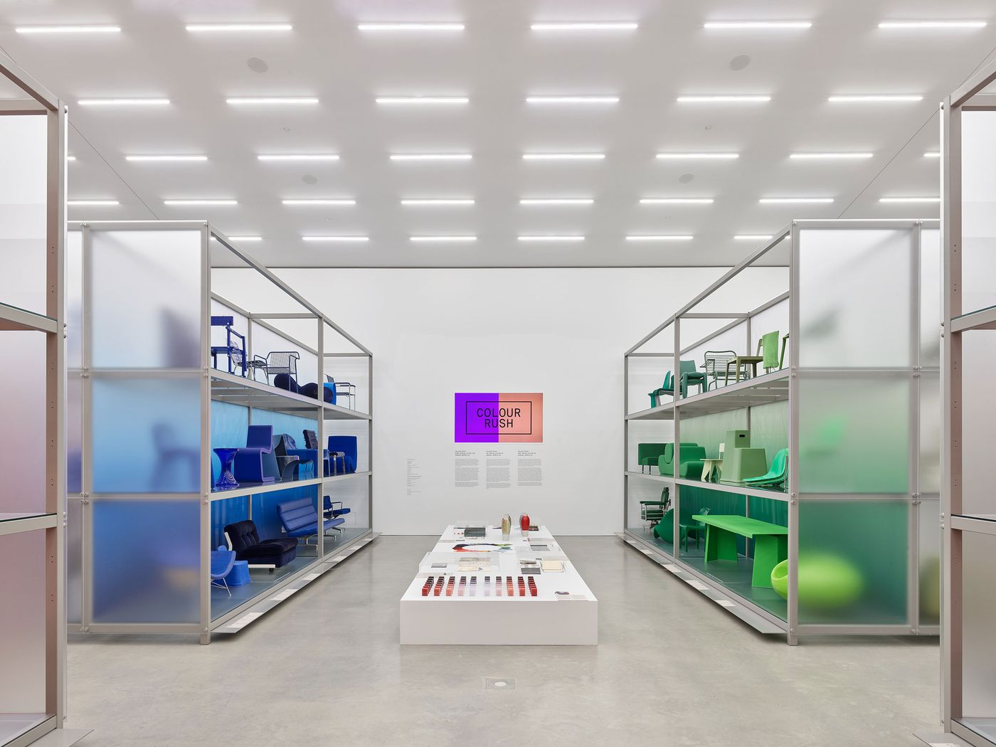 Installation view »Colour Rush! An Installation by Sabine Marcelis«, Vitra Schaudepot © Vitra Design Museum, photo: Mark Niedermann Installation view »Colour Rush! An Installation by Sabine Marcelis«, Vitra Schaudepot © Vitra Design Museum, photo: Mark Niedermann
