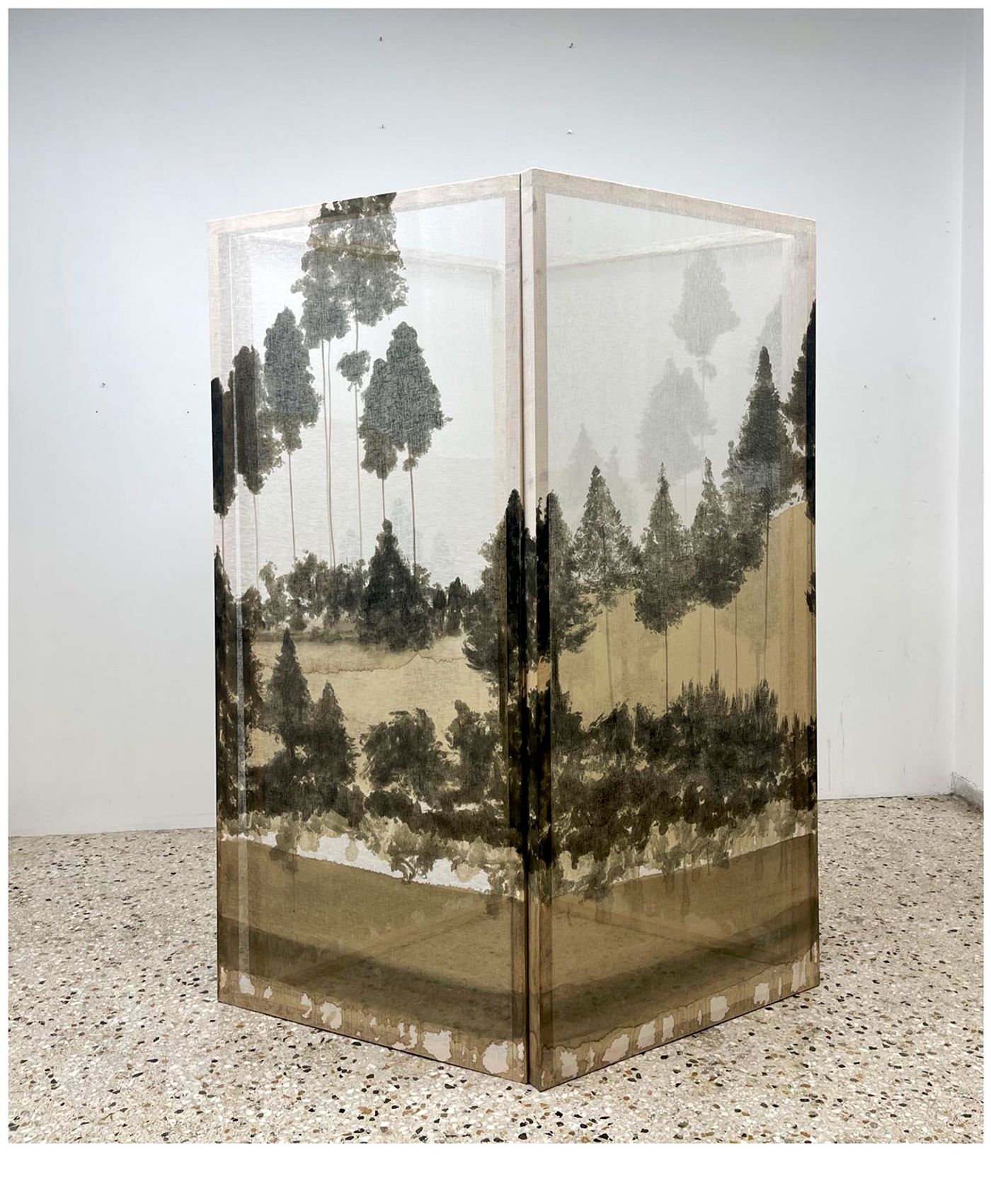 George Stamatakis.
Untitled, 2024. Japanese indigo on linen, wood, 190 x 84 cm (four pieces total).
Courtesy of Ileana Tounta Contemporary Art Center. George Stamatakis.
Untitled, 2024. Japanese indigo on linen, wood, 190 x 84 cm (four pieces total).
Courtesy of Ileana Tounta Contemporary Art Center.
