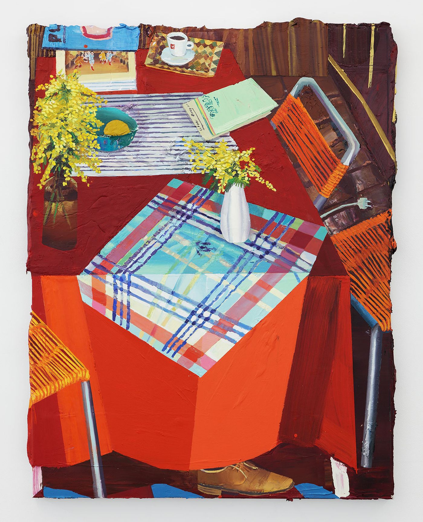 Mathieu Cherkit.
Dust under the table, 2024. Oil on canvas, 116 x 89 cm.
Courtesy of the artist & Xippas. Mathieu Cherkit.
Dust under the table, 2024. Oil on canvas, 116 x 89 cm.
Courtesy of the artist & Xippas.