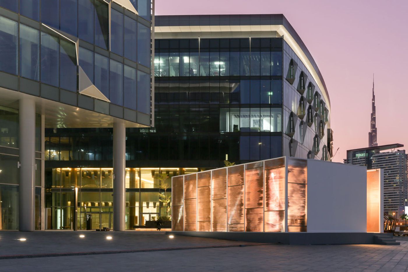 The extterior of the six pavilions built to celebrate and showcase the work of local designers, studios and curators from six different countries in the MENASA region integrated into the walkways of d3 designed by Dubai-based LOCI architects. Photo © DXBDW. The extterior of the six pavilions built to celebrate and showcase the work of local designers, studios and curators from six different countries in the MENASA region integrated into the walkways of d3 designed by Dubai-based LOCI architects. Photo © DXBDW.