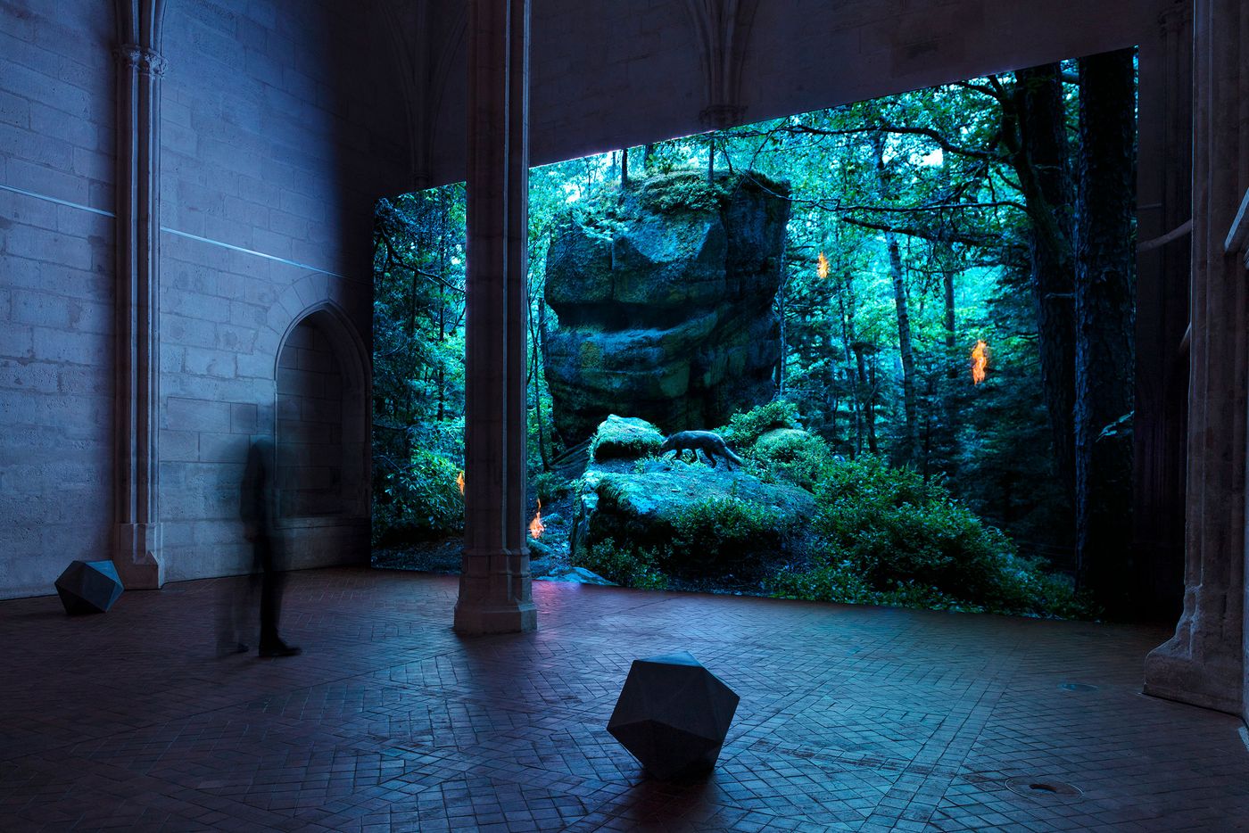 Installation view of Laurent Grasso's exhibition ANIMA at Collège des Bernardins, Paris, 2022. Photo Tanguy Beurdeley © Laurent Grasso - ADAGP, Paris 2022. Courtesy Perrotin.