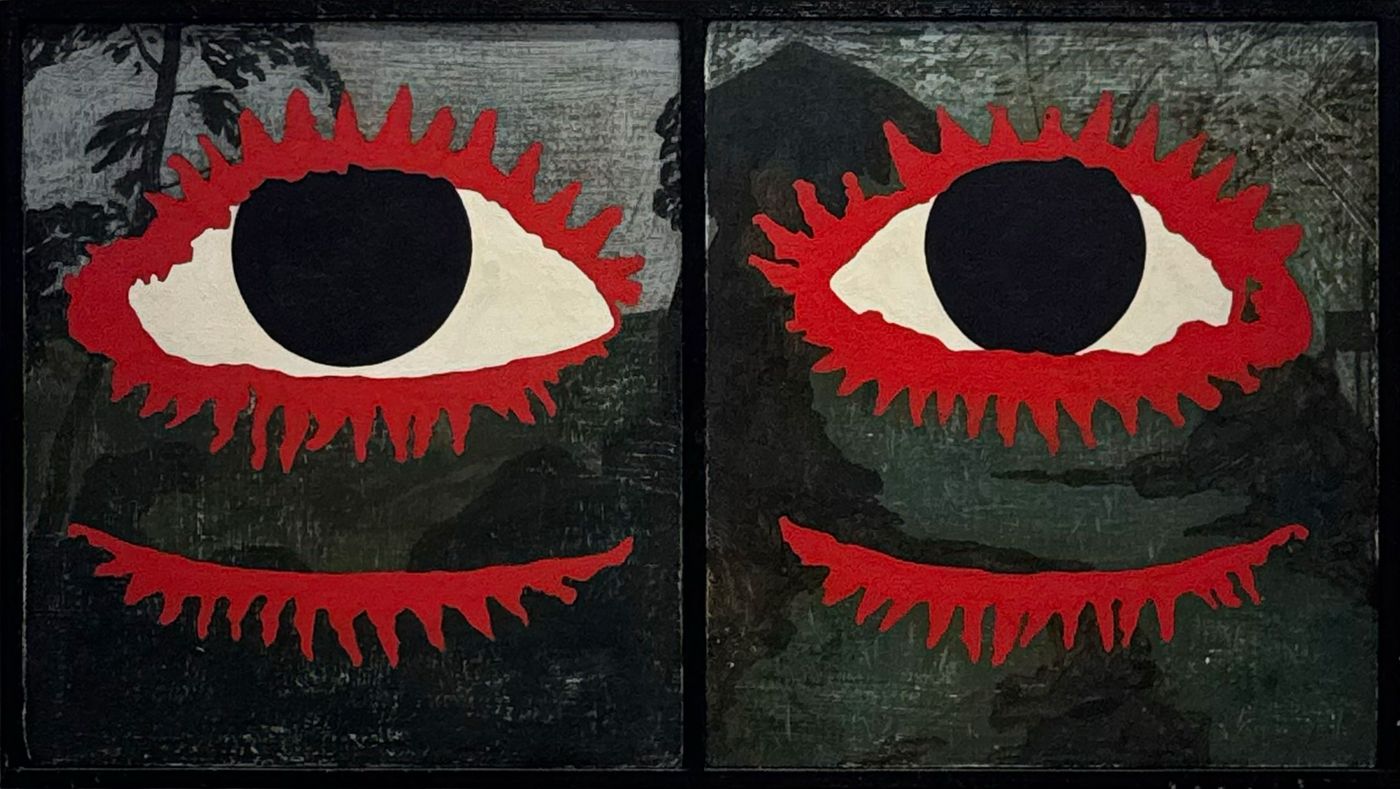 Iasonas Kampanis.
Sonnet to Orpheus 2:13, 2024. Acrylics on canvas mounted on wood, 23,5 x 42 x 3 cm (diptych).
Courtesy of Wilhelmina’s. Iasonas Kampanis.
Sonnet to Orpheus 2:13, 2024. Acrylics on canvas mounted on wood, 23,5 x 42 x 3 cm (diptych).
Courtesy of Wilhelmina’s.