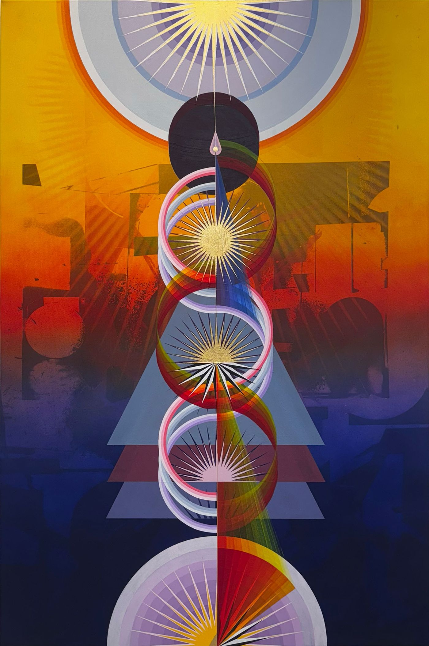 Panos Tsagaris.
Strings of Light, 2024. Mixed media on canvas, 150 x 100 cm.
Courtesy of Kalfayan Galleries. Panos Tsagaris.
Strings of Light, 2024. Mixed media on canvas, 150 x 100 cm.
Courtesy of Kalfayan Galleries.