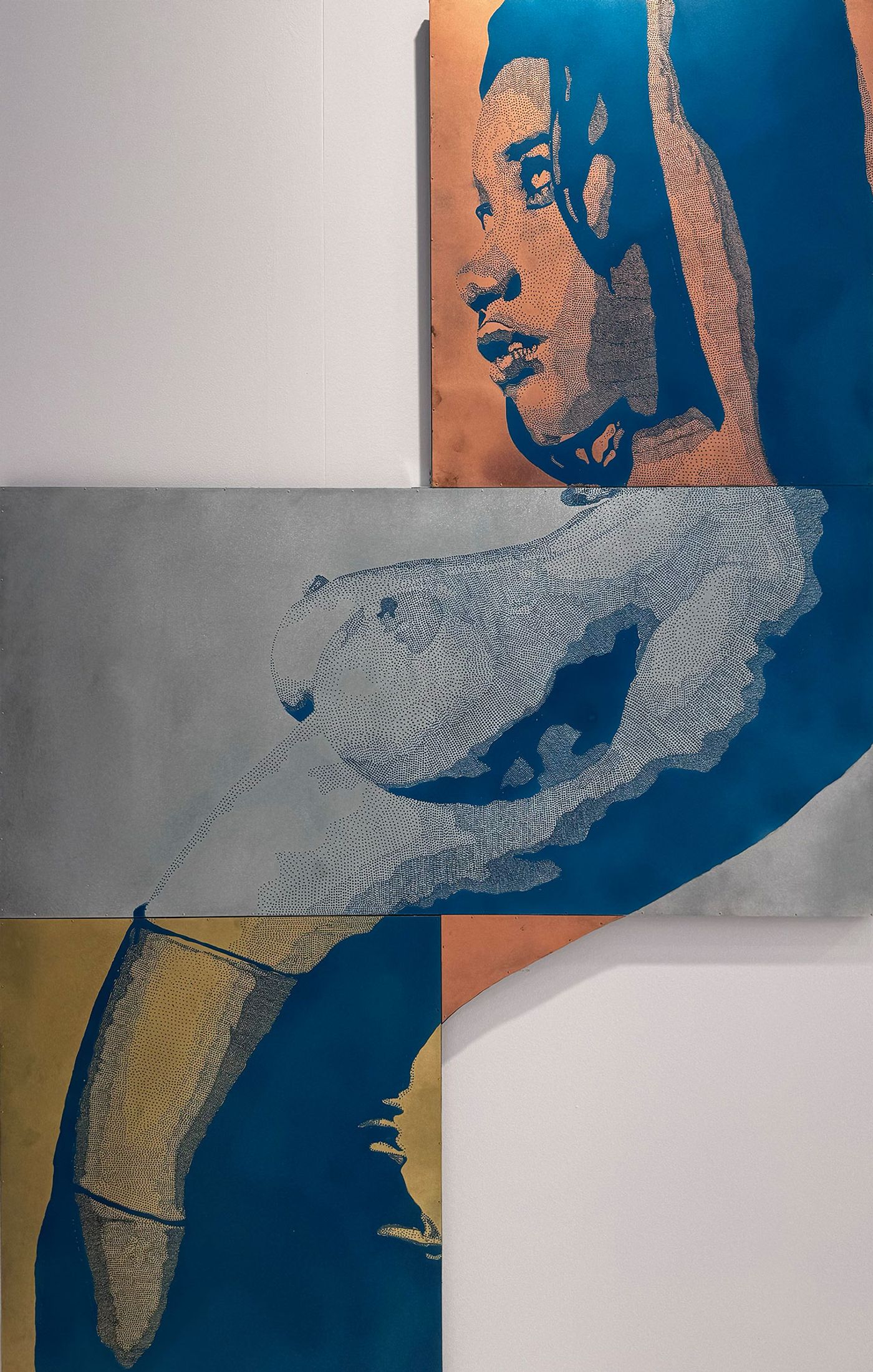 Yiannis Stempilis.
Three Metals and the Blue Caribbean Girl, 2024. Copper, zinc and brass, metallic colour, 165 x 100 cm.
Αrt Zone 42.
Installation view, Art Athina 2024, Zappeion Hall, Sep 19 - 23, 2024. Yiannis Stempilis.
Three Metals and the Blue Caribbean Girl, 2024. Copper, zinc and brass, metallic colour, 165 x 100 cm.
Αrt Zone 42.
Installation view, Art Athina 2024, Zappeion Hall, Sep 19 - 23, 2024.