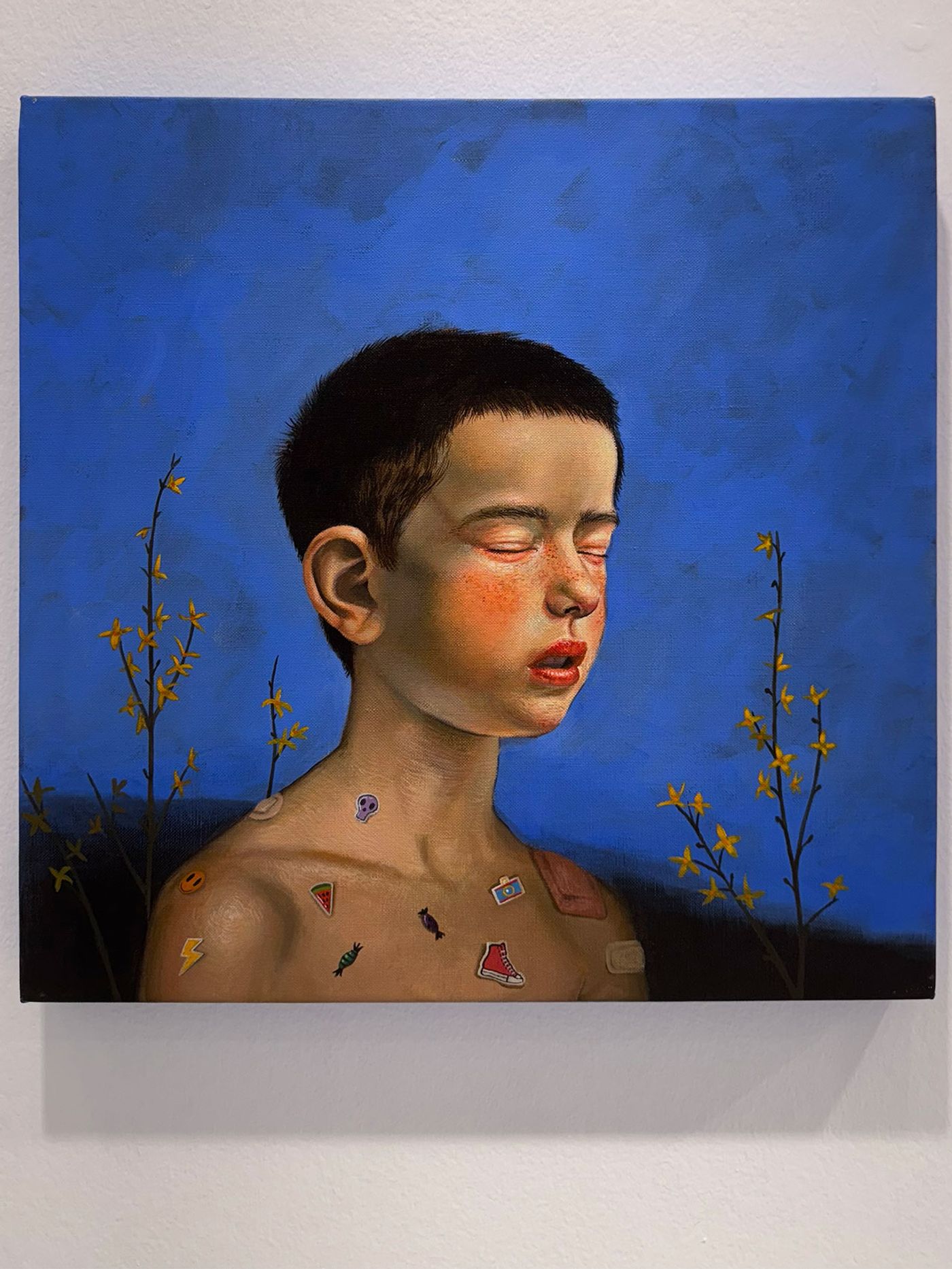 Vassilis Selimas.
Aura, 2022. Acrylics on canvas, 40x40 cm. 
Sianti Gallery.
Installation view, Art Athina 2024, Zappeion Hall, Sep 19 - 23, 2024.