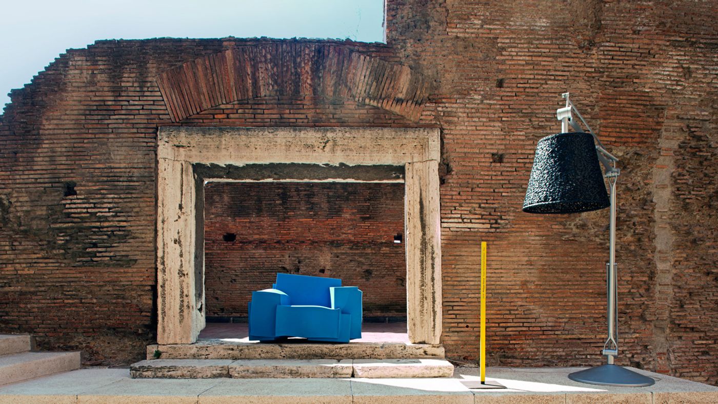 The TRON Armchair by Dror Benshetrit (Studio Dror) for Cappellini &amp; Walt Disney. An homage to the rugged and rocky landscape of the ‘Outlands’ terrain presented in “TRON: Legacy”, the 3D high-tech adventure movie set in a digital world and released by WALT DISNEY STUDIOS MOTION PICTURES in late 2010. Photo by Erez Sabag &amp; Ornella Sancassani.
