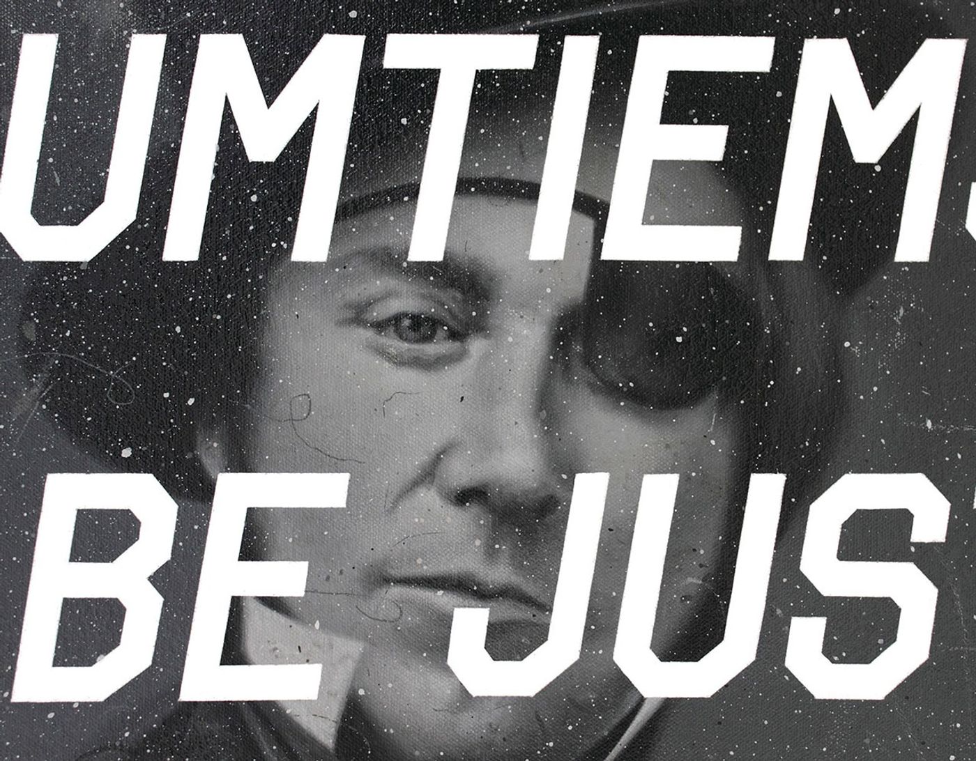 Shawn Huckins, Gentleman Wearing A Top Hat and Eye Patch: Like Sometimes I Be Just Drinking It Alone (detail), acrylic on canvas, 44 x 34 in (112 x 86 cm), 2013. Private collection.
