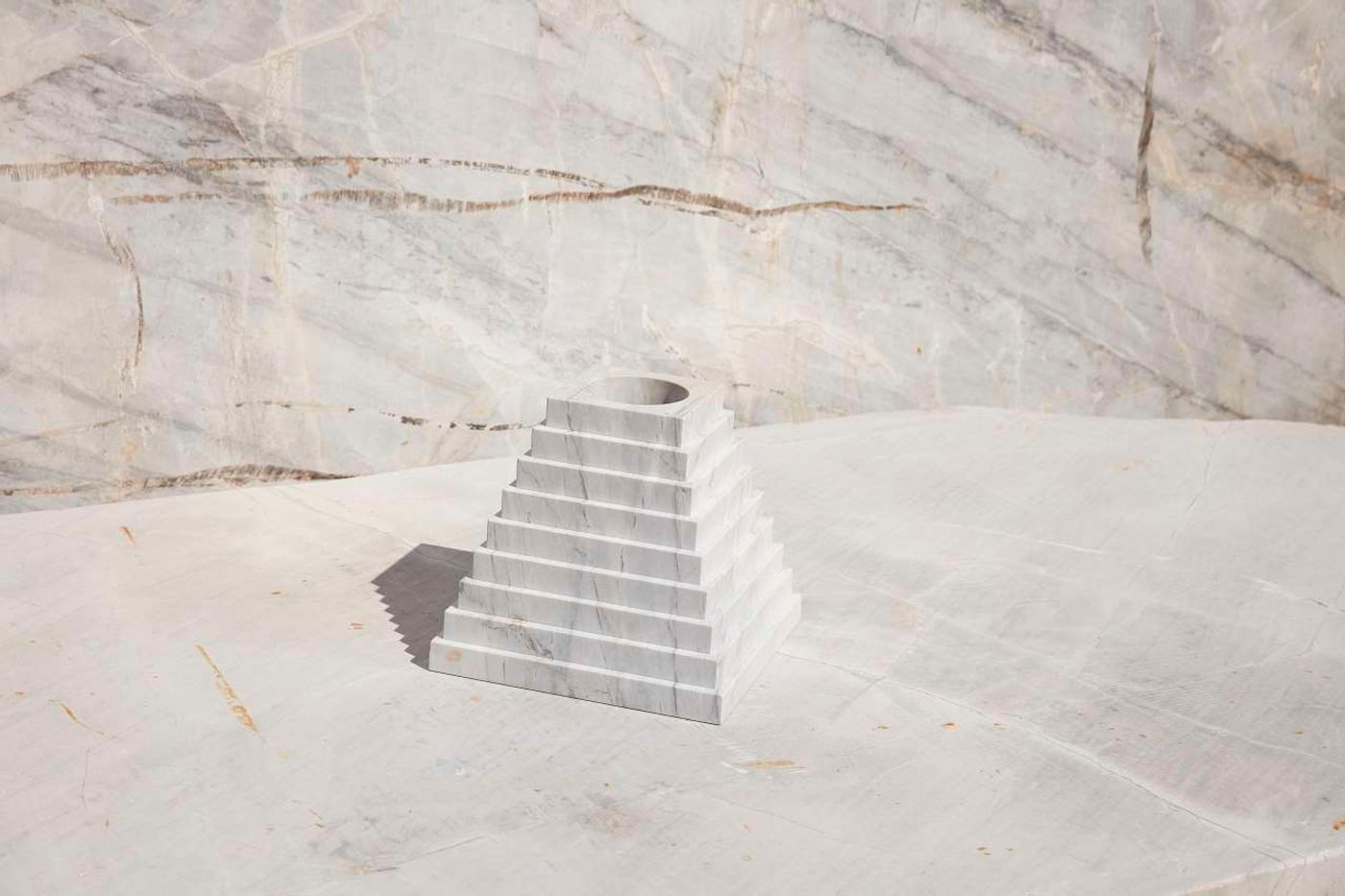 Spomenik II designed by Marsha Golemac, Elba marble, 300 x 300 x 270mm. Part of New Volumes collection by Artedomus. Photo by Sean Fennessy. Spomenik II designed by Marsha Golemac, Elba marble, 300 x 300 x 270mm. Part of New Volumes collection by Artedomus. Photo by Sean Fennessy.