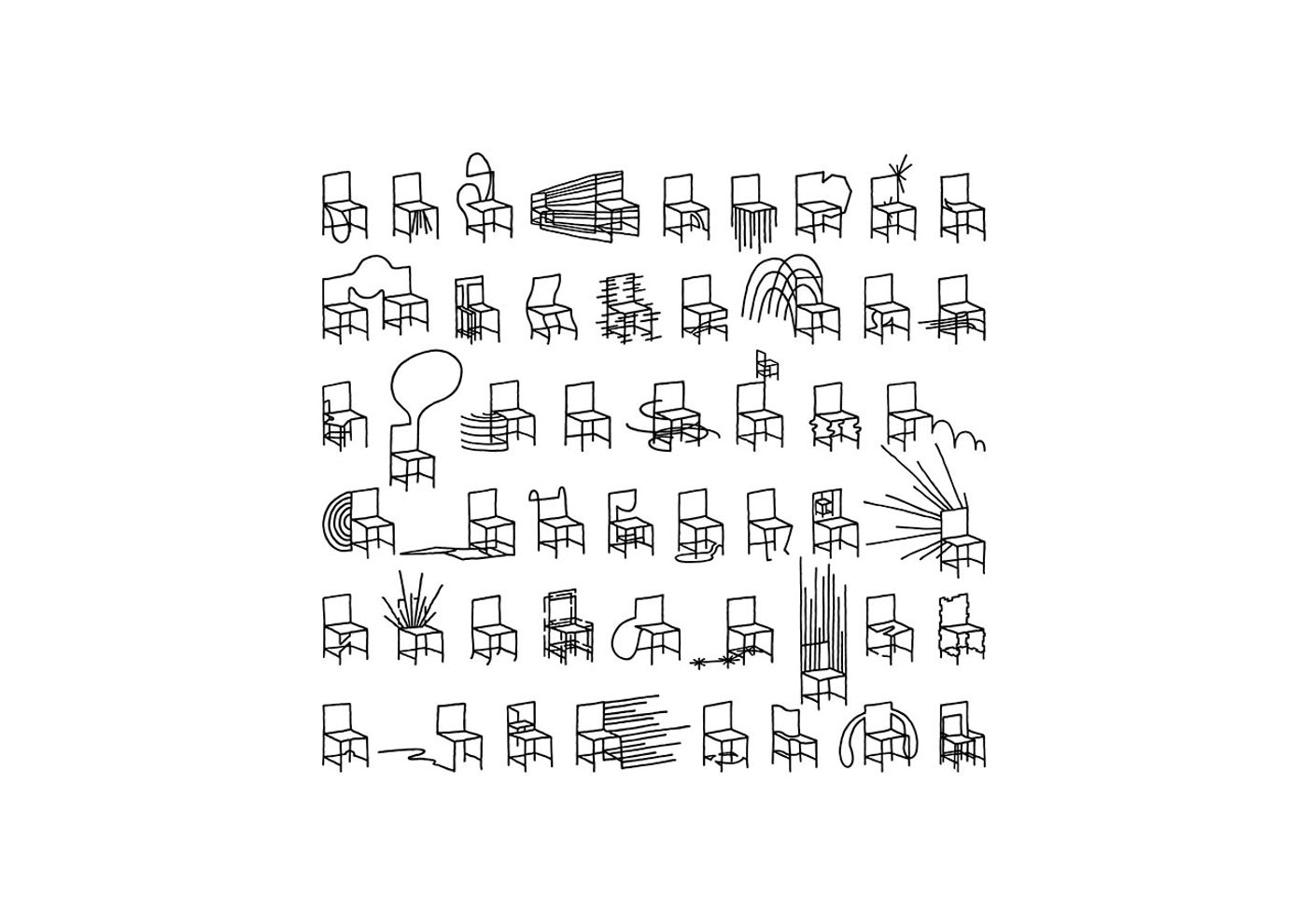 50 manga chairs sketch © Nendo. 50 manga chairs sketch © Nendo.