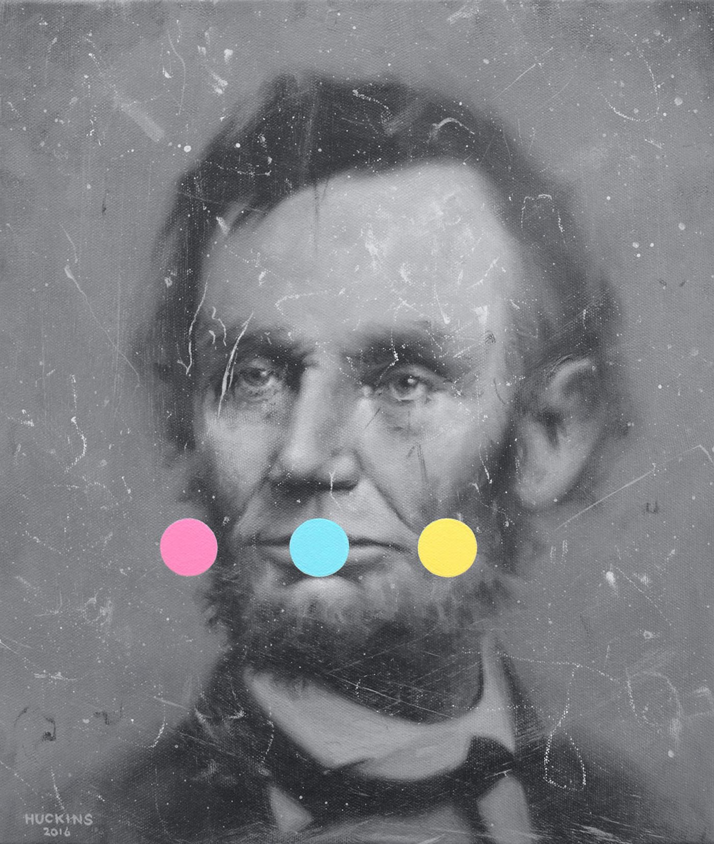 Shawn Huckins, Abe: What Is. , acrylic on canvas, 14 x 12 in (36 x 30 cm), 2016. 