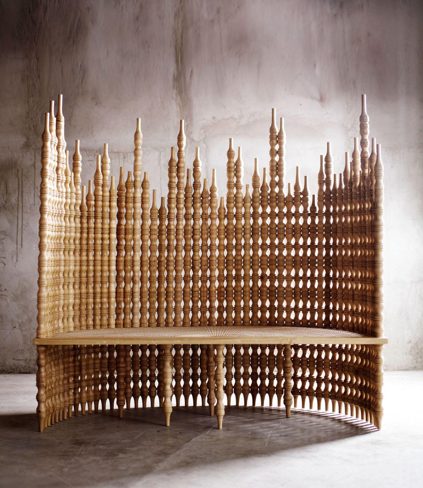 The Cities contemporary design and art showroom (in Riyadh and Dubai) curated an exhibition in the setting of the famed Pan-Asian restaurant &amp; bar Novikov in Dubai. Featured here :  the Gregoria Lounge by Philippine designer Ito Kish.