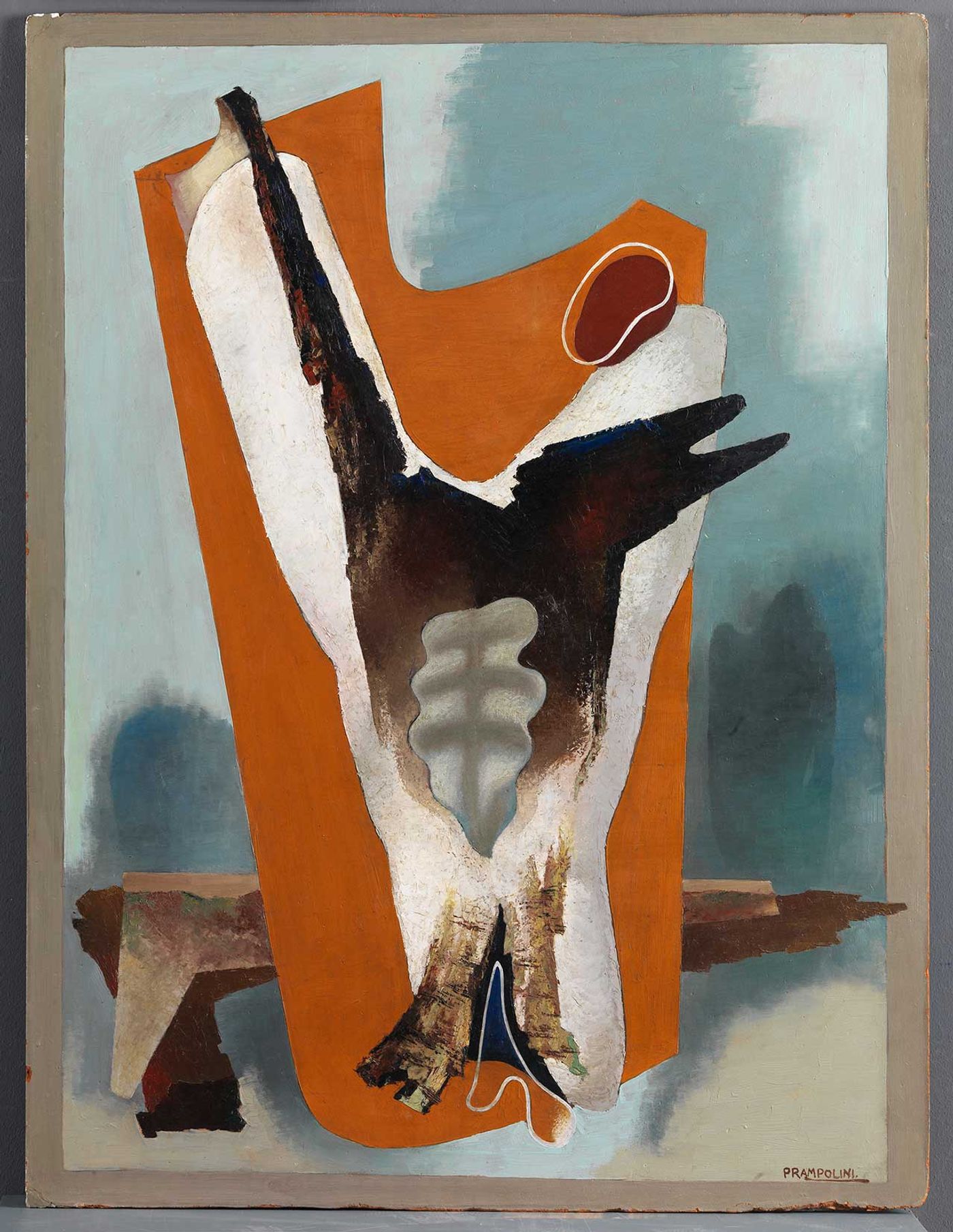 Enrico Prampolini, I funerali del romanticismo: trasfigurazione estetica, 1934, oil on masonite, 117 x 89,5 cm. MART, Museum of modern and contemporary art of Trento and Rovereto, collection Volker W. Feierabend MART - Photo archive and Media Library. 
