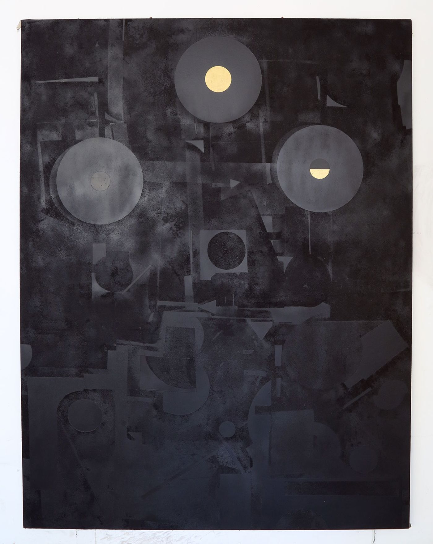 Panos Tsagaris, Let us be One until we are none, gold leaf, acrylic paint, spray paint  and silkscreen on canvas, 200x150 cm, 2016. Courtesy of the artist and Kalfayan Galleries, Athens-Thessaloniki. 