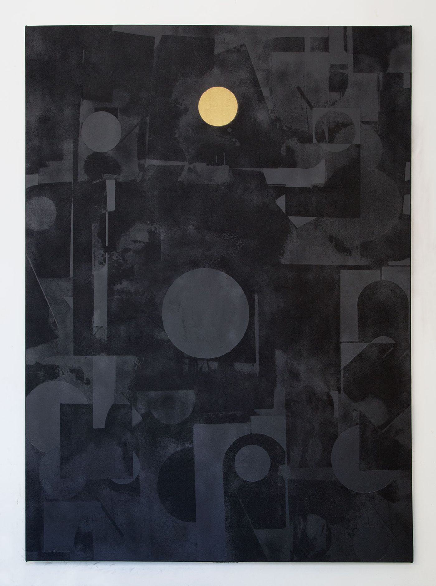 Panos Tsagaris, The Soul of the Sun,gold leaf, acrylic paint, spray paint and silkscreen on canvas, 180x130 cm, 2016.Courtesy of the artist and Kalfayan Galleries, Athens-Thessaloniki. 